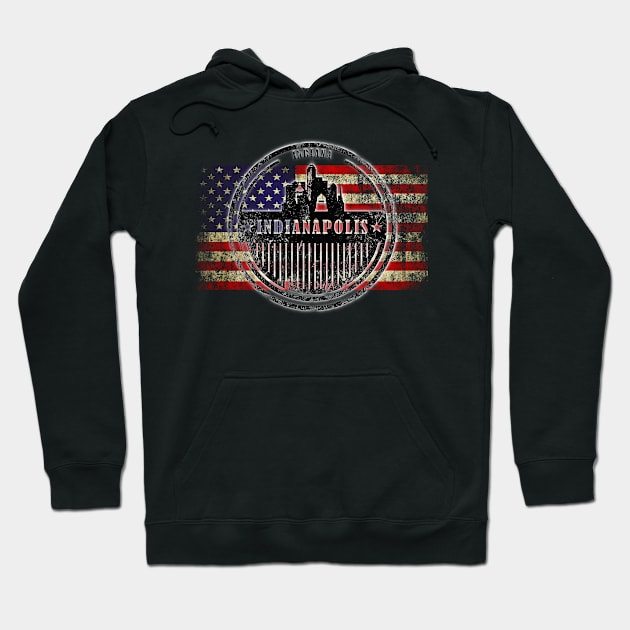 US flag with silhouette Indianapolis City Hoodie by DimDom